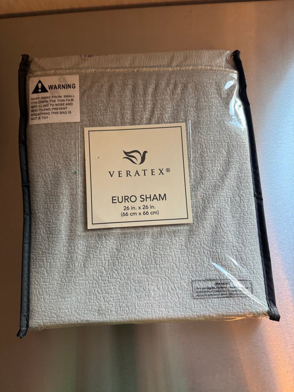 Veratex Euro Sham Pillow Cover 26x26 Beige Corded Edge Bedding New